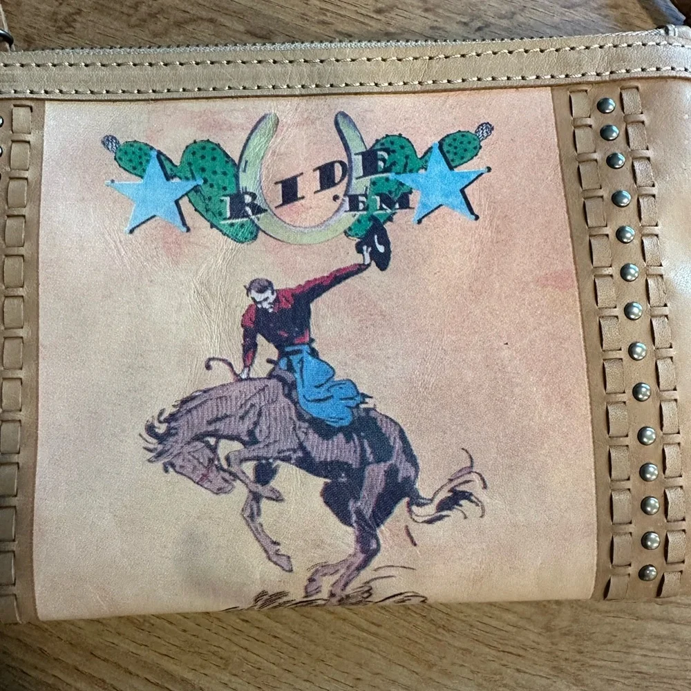 Montana West Rodeo Tan Leather Fringe Shoulder Bag - Picture 3 of 10